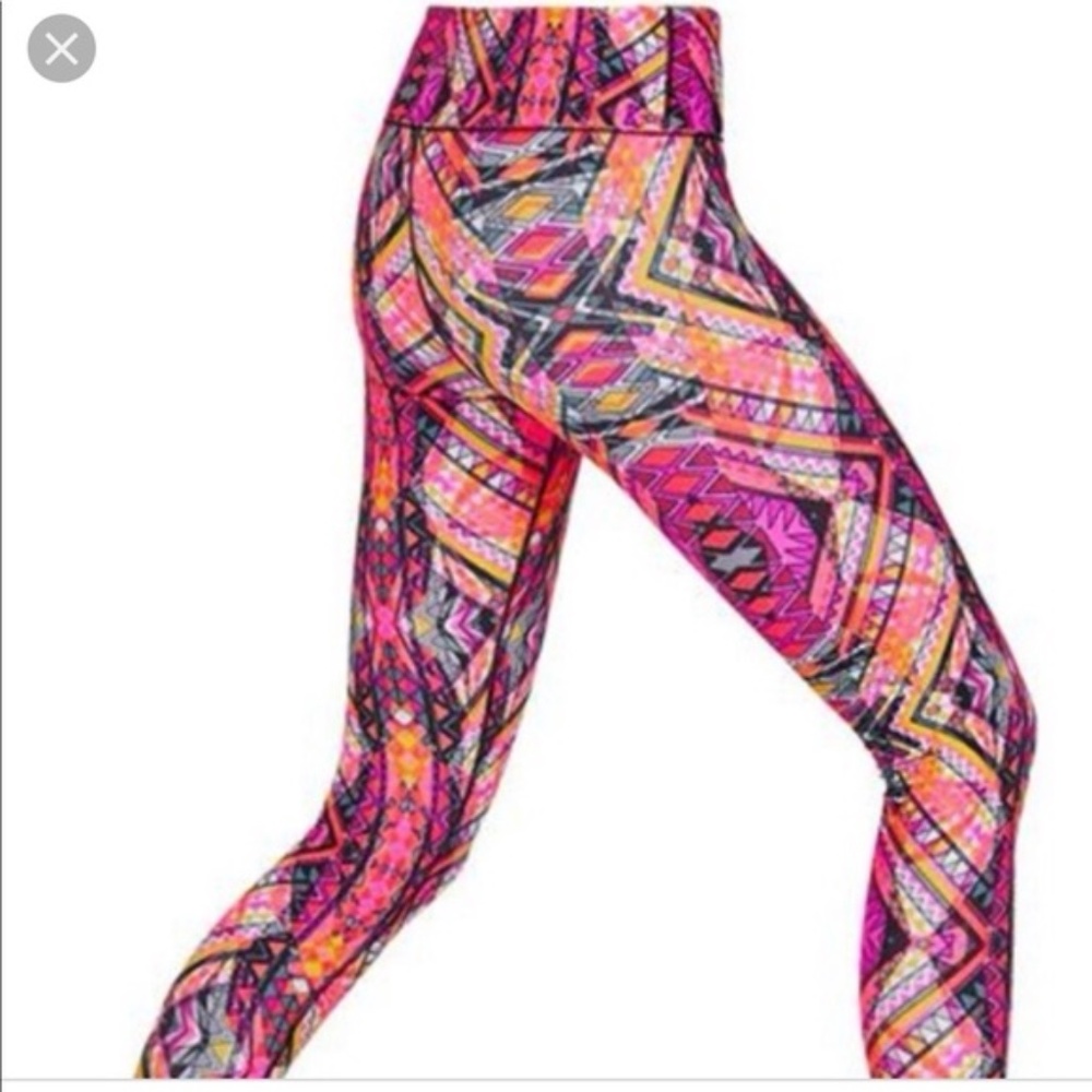 Lorna Jane Multicolor Pink/Orange Yoga Legging, Size S
